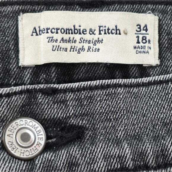 Abercrombie & Fitch‎ Curve Love Ultra High Rise Ankle Straight Jean Washed Black - Picture 8 of 11